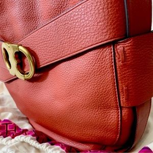 Authentic Tory Burch red pebble grain leather crossbody bag